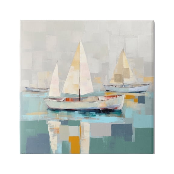 Stupell Industries Modern Maritime Boats Abstract Painting Gallery Wrapped Canvas Art Print Wall Art, 17 x 17