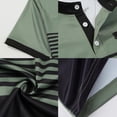 thumbnail image 7 of Men Polo Shirts Short Sleeve Polo Stripes Shirts Ribbed Lapel Button Business Color Block T Shirt Button Down Shirt Men Green XL, 7 of 7
