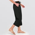 thumbnail image 5 of HKYNLAG Linen Pants for Women High Waisted Wide Leg Capri Elastic Waist Casual Beach Flowy Cropped Summer Capris Pants Black XL, 5 of 5