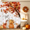 thumbnail image 5 of Happy Fall Shower Curtains for Bathroom, Maple Tree Orange Pumpkins Thanksgiving Waterproof Fabric Shower Curtain, Decorative Bathroom Curtain for Bathtub, 72"x72", No Hooks Included, 5 of 9