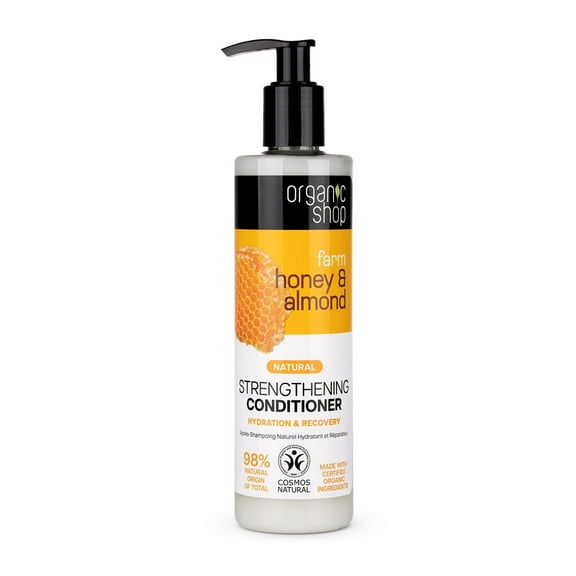 Organic Shop Honey & Almond Strengthening Conditioner, Hydrate Moisturizing Restorer, Softens and Deeply Hydrates Dry Damaged Hair, Paraben-Free, Sulfate-Free Surfactants. 100% Vegan - Organic