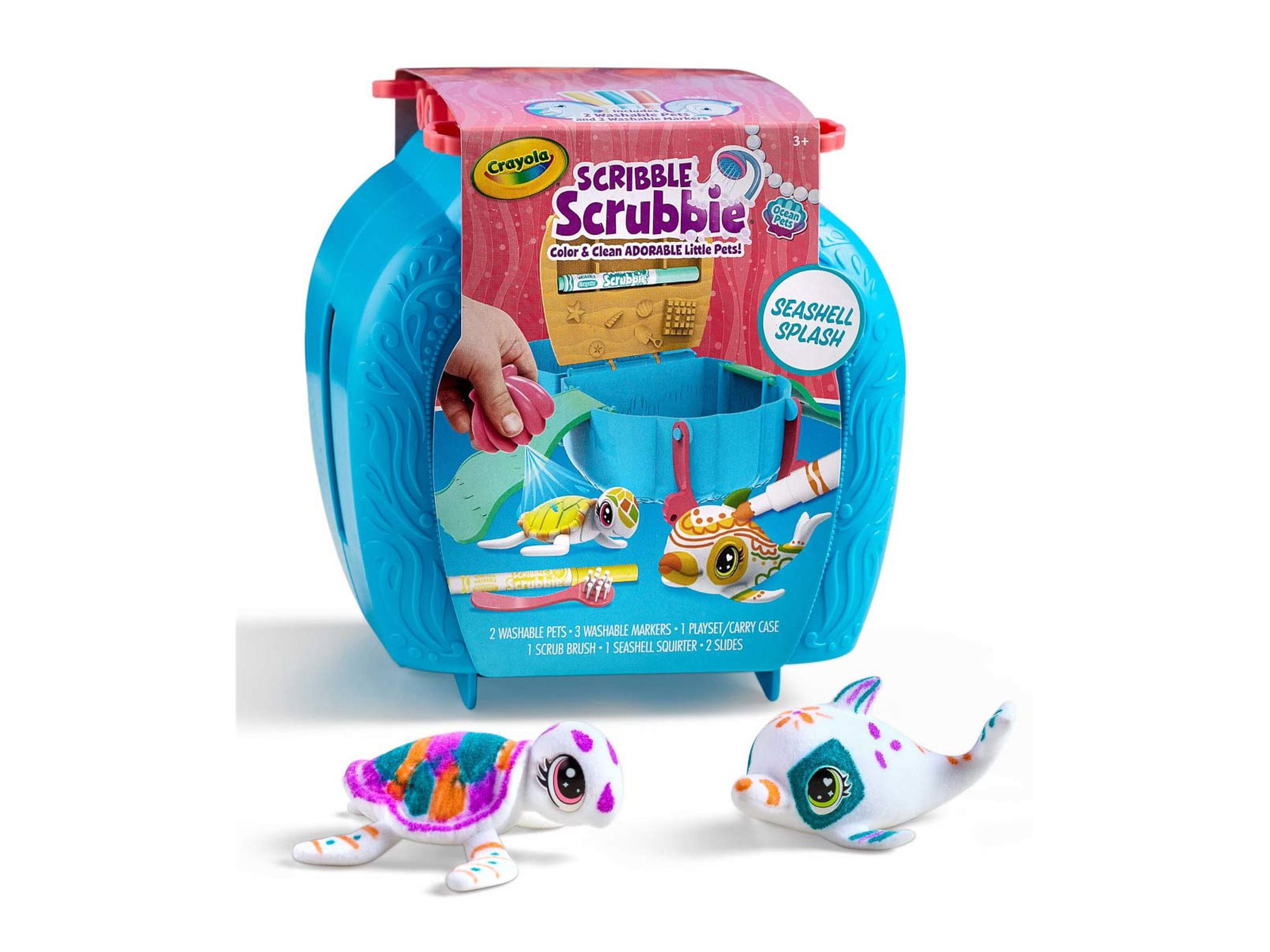Crayola Scribble Scrubbie Pets Seashell Splash Toy Set, Ocean Animal Toys, Gift for Kids Ages 3+  (图2)