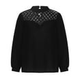thumbnail image 4 of Yyuzo Hauts pour Femmes Chemises Tendance à Manches Longues Bouffantes blouses à Col Rond Ajourées Coupe Ample, 4 of 7
