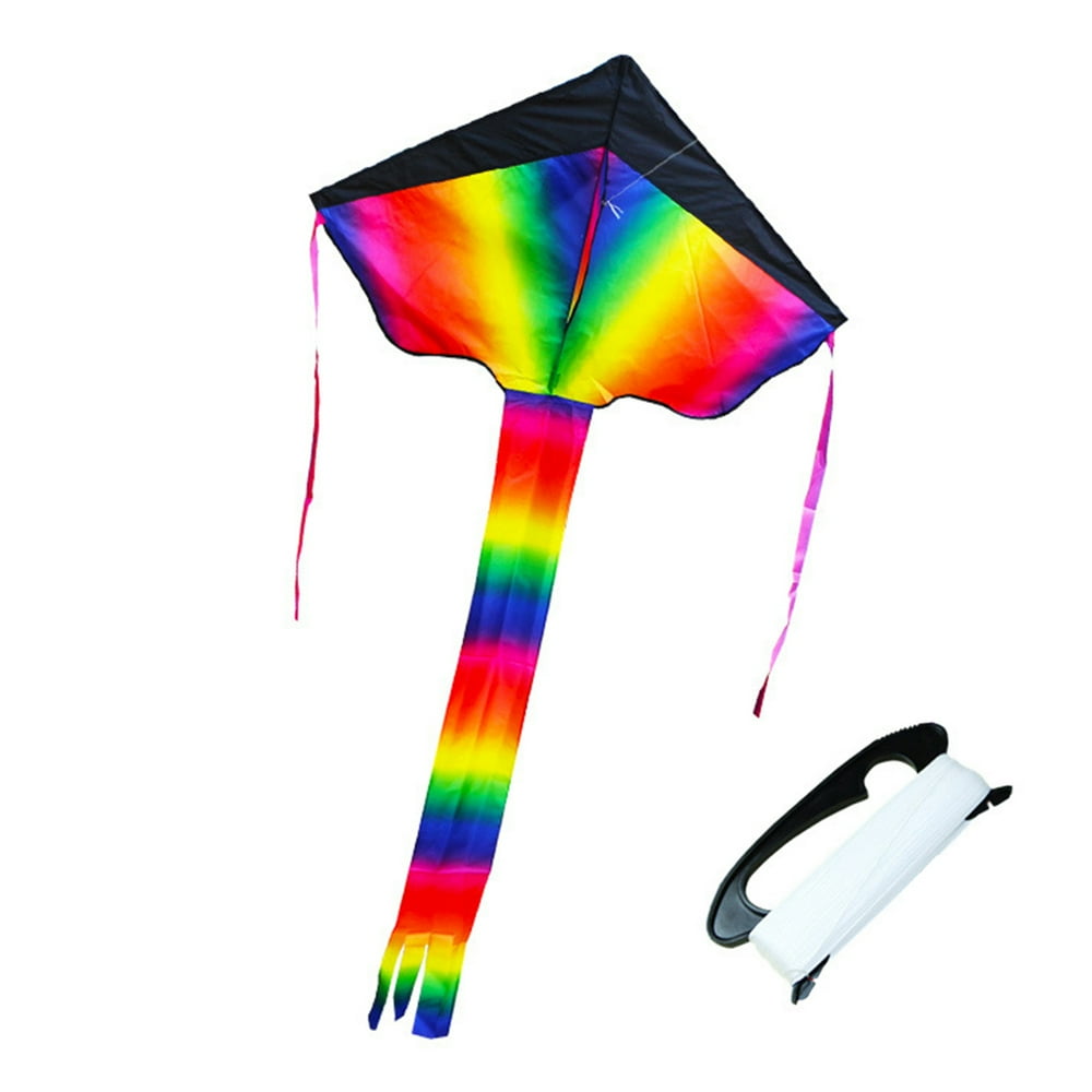 Famure KiteGradient Rainbow Kite with Long Colorful Tail for Children