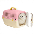 thumbnail image 4 of Oodles 20" Plastic Travel Pet Kennel, with Clip On Bowl, Pink, 4 of 15