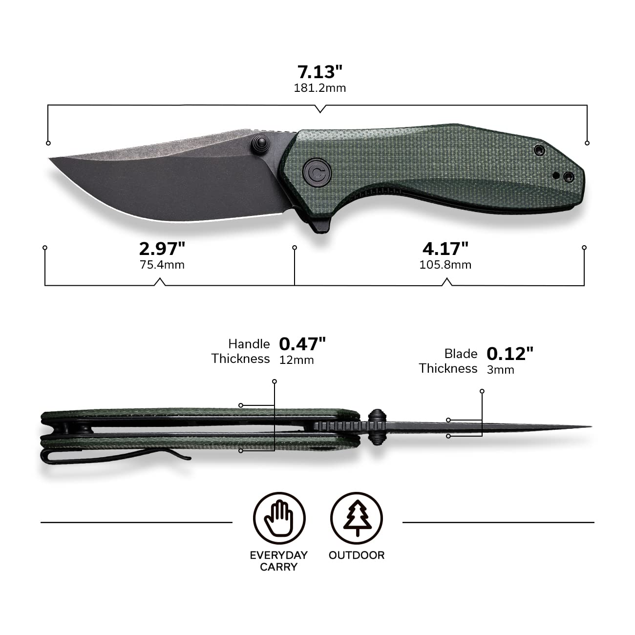 CIVIVI Pocket Knife Folding Knife ODD 22 C21032-2