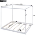 thumbnail image 2 of King  Size Canopy Bed Frame,4-Post Canopy Platform Bed Frame with Headboard and Support Legs,Wood Full Bed Frame for Kids Teens Adults, No Box Spring Needed,Easy to Assemble,White, 2 of 9