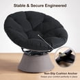 thumbnail image 6 of Dovov Papasan Chair, 360 Degree Swivel Papasan Accent Chair with Cushion, Oversized Ergonomic Chair Comfy Metal Round Swivel Chair Lounger for Living Room Bedroom Office, 440 Lbs Capacity, Black, 6 of 10