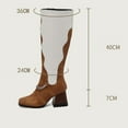 thumbnail image 5 of KIJBLAE Women's Knee High Boots Chunky Heel Chain Decor Square Toe Boots Faux Leather Block Heel Winter Boots Zipper Comfortable Warm Shoes Brown 44, 5 of 6