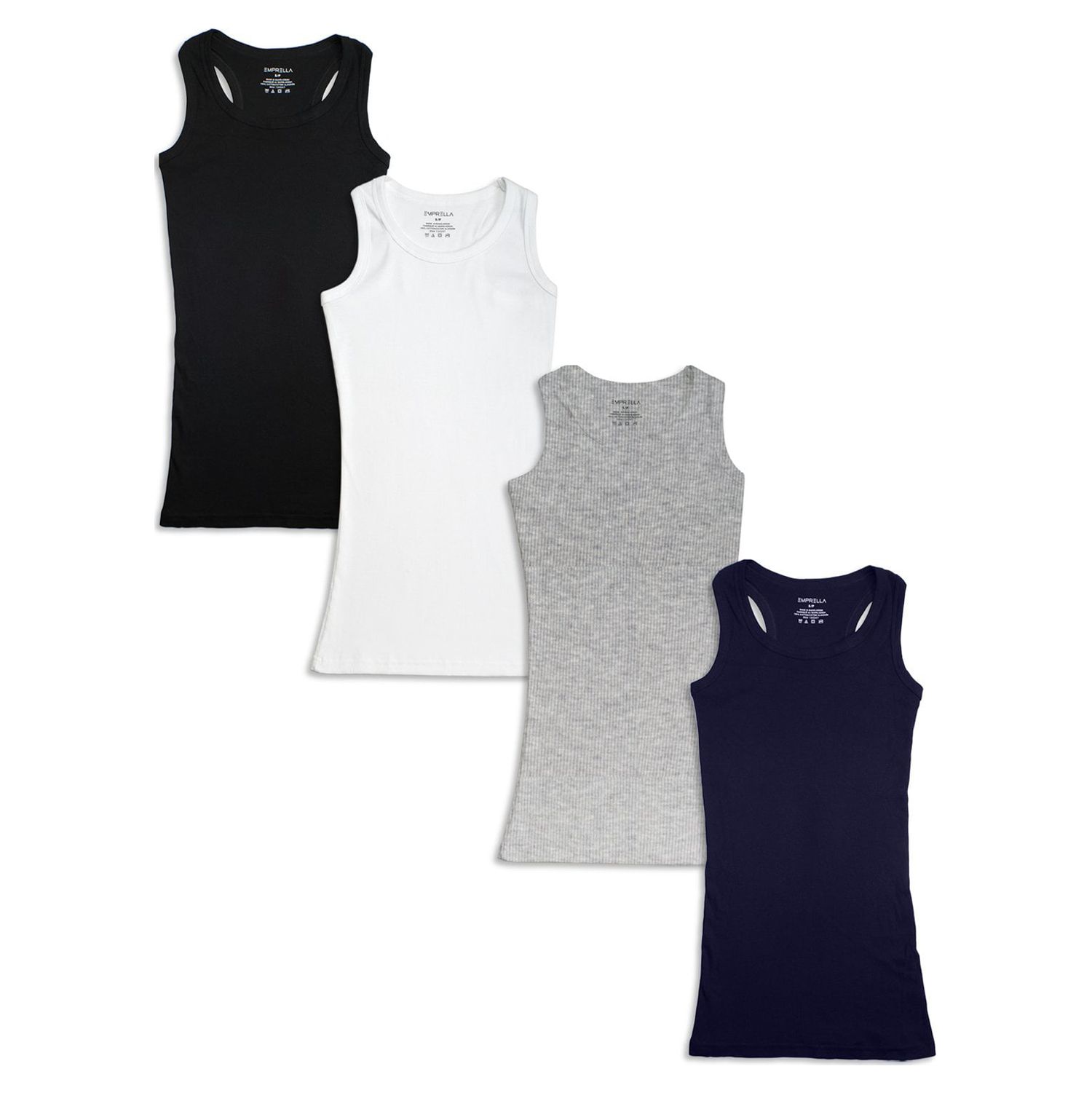 Emprella Tank Tops for Women, 4 Pack Ribbed Racerback Tanks (Small) - image 3 of 4