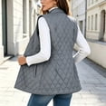 thumbnail image 4 of Mifsaly Womens Quilted Vest Lapel Collar Sleeveless Jacket Lightweight Warm Casual Outerwear Open Front Layering Coat for Work Travel Everyday Fall Winter Dark Gray,XXXL, 4 of 7