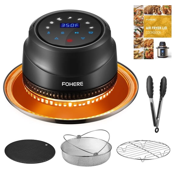 FOHERE Air Fryer Lid 7-in-1 for Instant Pot 6&8 Qt, Crisp Lid Touchscreen, Turn Your Pressure Cooker into Air Fryer in Seconds, Accessories, Recipe Cookbook