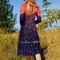 thumbnail image 3 of Robe Évasée Col Carré Robe Élégante Mode Féminine Imprimée Robe Nuage Élèvement Étoile Explosion Motif Géométrique Bleu Foncé, 3 of 4