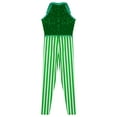 thumbnail image 6 of YiZYiF Kids Girls Christmas Candy Cane Stripe Sequins Jumpsuit Dance Unitard Stage Performance Costume Green 6, 6 of 7
