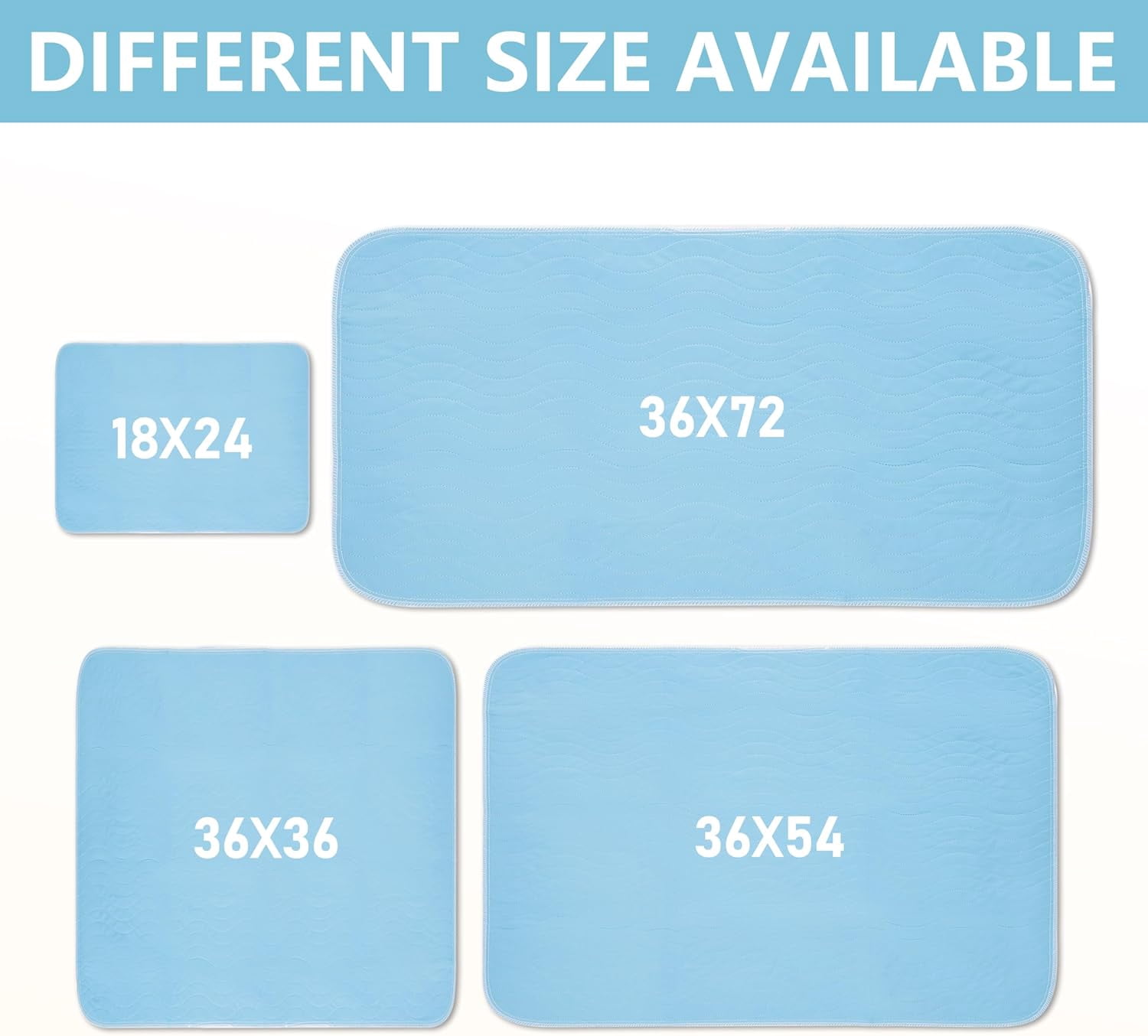 Washable Underpads, 36"x72" 2 Pack Incontinence Bed Pads, Heavy Absorbency Reusable for Elderly, Kids, Adults and Pets, Waterproof Quick Drying for Bed, Sofa, Floor