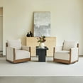 thumbnail image 5 of CHITA Swivel Accent Chair, Mid Century Modern Barrel Chair for Lounge Living Room Bedroom, Linen Fabric&Walnut, 5 of 6