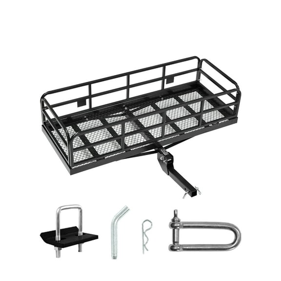 VEVOR 60" x 24" x 14", Hitch Cargo Carrier, 500 lbs Capacity Hitch Cargo Carrier with Anti-Rattle Hitch Stabilizer, Folding Hitch Mount Cargo Carrier with Pins and Latches, Fit for SUVs/Pickup Trucks