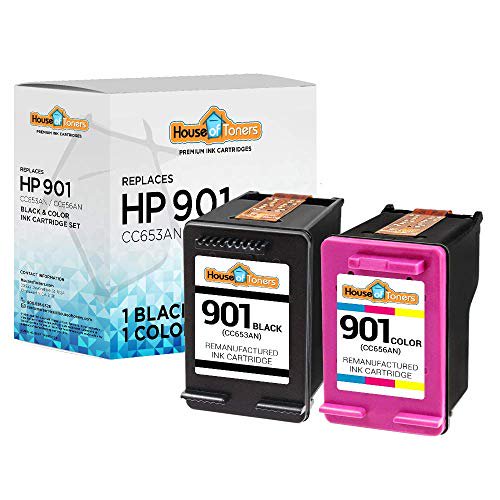 HouseOfToners Remanufactured Ink Cartridge Replacement for HP 901 (1 Black & 1 Color, 2-Pack)
