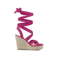 thumbnail image 3 of BLISSFUL STEP Women's Shoes Lace Up Espadrilles Wedge Heel Platform Open Toe Sandals Hot Pink 9, 3 of 8