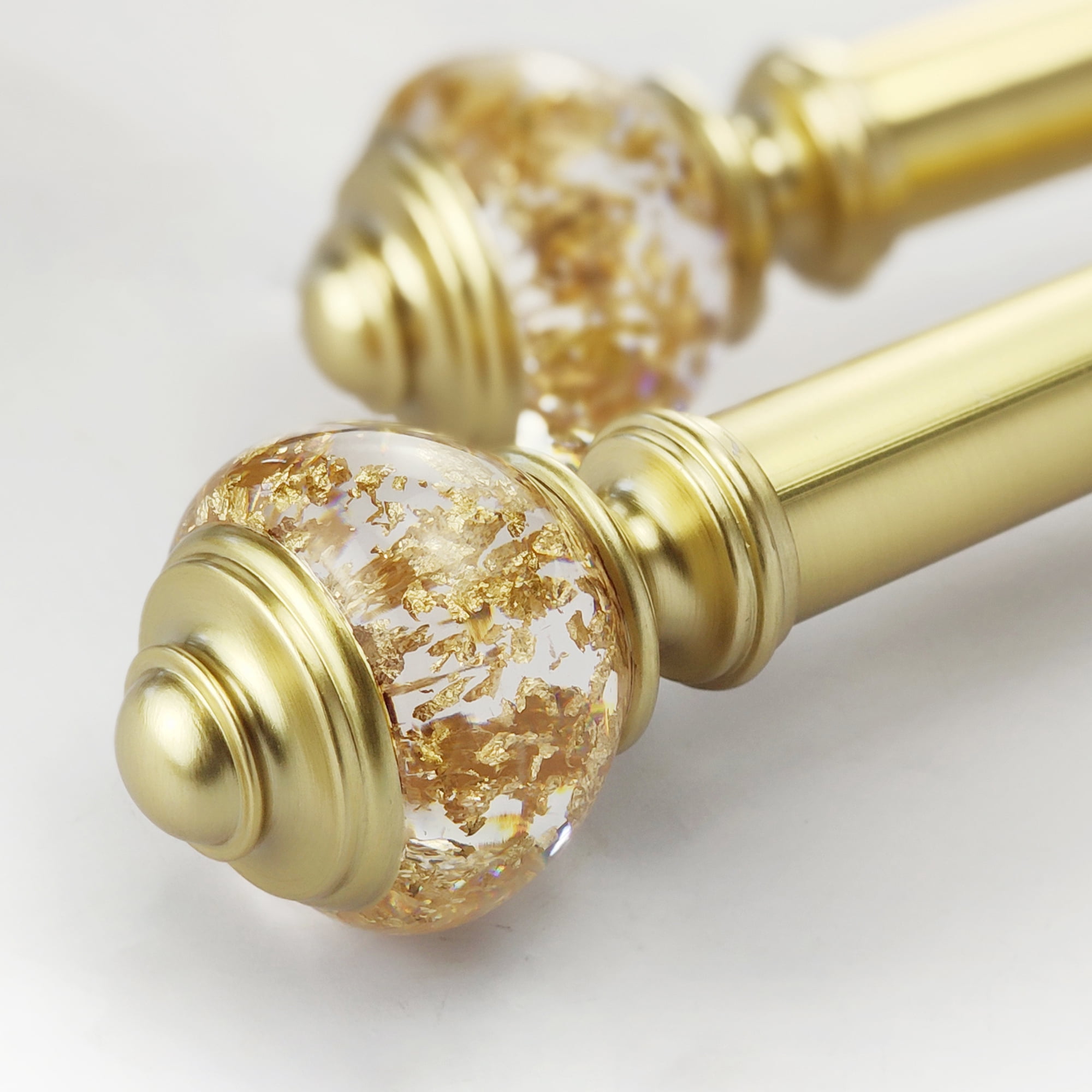 SKYPLUS LIVING Glam Luxury Single Curtain Rod, Adjustable 72-144 in, Sphere Gold Finial