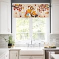 thumbnail image 2 of Fall Gnomes Valances for Windows, Thanksgiving Orange Pumpkins Farmhouse Kitchen Curtains Window Treatments, Rustic Maple Leaf Botanical Rod Pocket Short Curtains for Living Room Bedroom Cafe 54"x18", 2 of 6