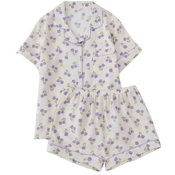 Ladies Nightwear Akafmk Women's Pajama Sets, Cotton Pajamas for Women Set, Ladies' Gradient Printed Casual Top Pants Pajama Set