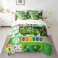 thumbnail image 2 of jejeloiu Trash Truck 7-Piece Twin Bedding Sets,Geometric Stripe Circle Bedding Comforter Set,Green Patchwork Plaid Sheet Sets For Men Women,Breathable Home Decor Reversible, 2 of 8