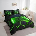 thumbnail image 3 of jejeloiu Video Game Bedding Comforter Set 7-Piece,Game Gaming King Bedding Sets,Green Geometric Geometric Bed Sheets For Teens,Super Cozy Bedroom Decoration Reversible, 3 of 8