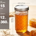thumbnail image 2 of 15 Pack 12 OZ Mason Jars, Regular Mouth Canning Jars with Lids, Glass Jelly Jars Ideal for Jam, Honey, Wedding Favors and Shower Favors, 2 of 6