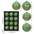 thumbnail image 3 of 12 Pack Vintage Christmas Ornaments, 8Cm Embossed Gold Shatterproof Baubles, Antique Style Hanging Tree Decor Balls for Xmas Holiday Display, Green, 3 of 6