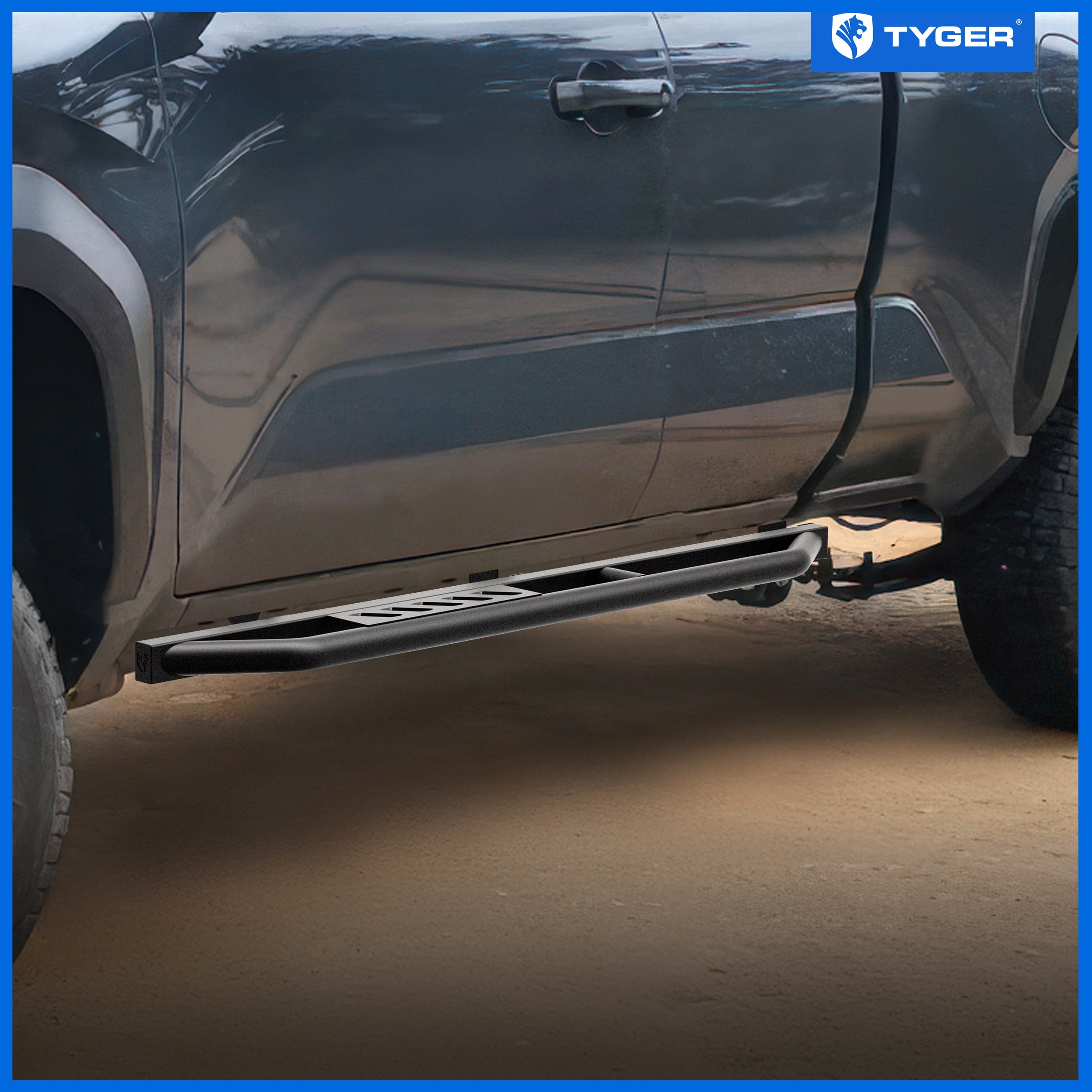 Tyger Auto Trax Side Steps Compatible with 2024-2026 Toyota Tacoma | XtraCab | TG-TX7T28228 | Textured Black Rail Running Board
