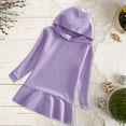 thumbnail image 2 of KAUOD Girls Cotton Pullover Hooded Dress Long Sleeve Plain Fall Casual Dresses Kids Toddler Soft Lightweight Hoodie Tops, 2 of 7