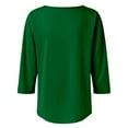 thumbnail image 6 of yunLCZ Casual Tops Everyday Low Price A Vintage Solid Color T Shirt With A Square Neck For Ladies A Casual Pleated Loose And Flowing Three Quarter Sleeve Top Office casual blouse with leggings, 6 of 7
