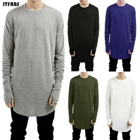 2019 Fashion male body round neck long sleeve muscle T-shirt casual