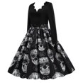 thumbnail image 2 of Vestido de manga larga con estampado de calavera para mujer Vintage de manga larga Halloween, 2 of 5