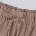thumbnail image 5 of Mlqidk Linen Capri Pants for Women Casual High Waisted Palazzo Pants Flowy Wide-Leg Cotton Linen Trouser Summer Loose Solid Color Drawstring Pants with Pocket Khaki M, 5 of 5