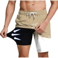 thumbnail image 2 of Guluxicc Men's Beach Shorts Double Layer Drawstring Elastic Waist Shorts Summer Vacation Shorts, 2 of 8
