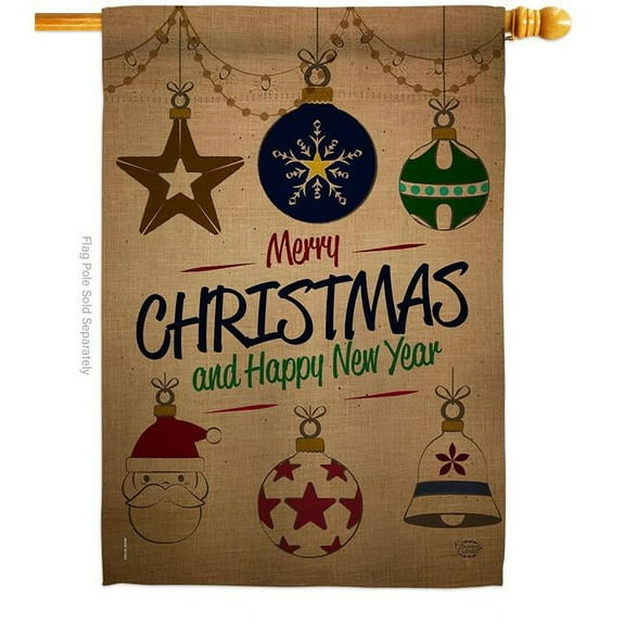 Ornament Collection 28 x 40 in. Joyful Christmas & New Year House Flag with Winter Double-Sided Decorative Vertical Flags Decoration Banner Garden Yard Gift