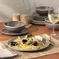 thumbnail image 5 of Gibson Elite Sandy Pines Stoneware Plates and Bowls Set - 12 Piece Reactive Glaze Dinnerware Set - Service for 4 - Dishwasher and Microwave Safe - Brown, 5 of 14