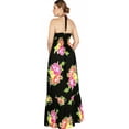 thumbnail image 2 of HAPPY BAY Women's Summer Boho Beach A-Line Maxi Smocked Evening Frill Dress Long Tube Dresses for Women S-M Multi, Hibiscus, 2 of 5