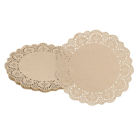 50pcs Paper Doilies, 6.5 Inch Lace Paper Doilies, Disposable Paper Placemats Brown