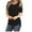 Black, variant on Womens Stretchy Ribbed Crew Neck Short Sleeve Gym Workout Slim Casual Full Length Tops T-Shirt