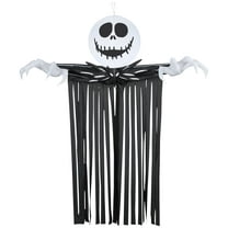 Gemmy Airblown Inflatable Door Hanger Jack Skellington Head w/Streamers, 6.5 ft Tall, Black