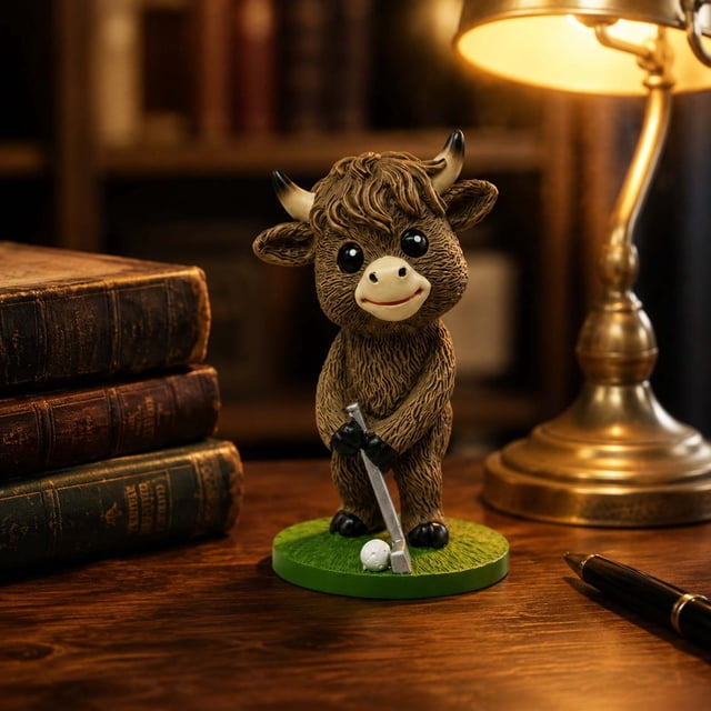 Adorable Figura de Vaca de Resina: Divertida Escultura con Temática Deportiva para La Decoración Del Escritorio de La Oficina En Casa. Regalos Graciosos de Vacas de Las Tierras Altas para Amantes de