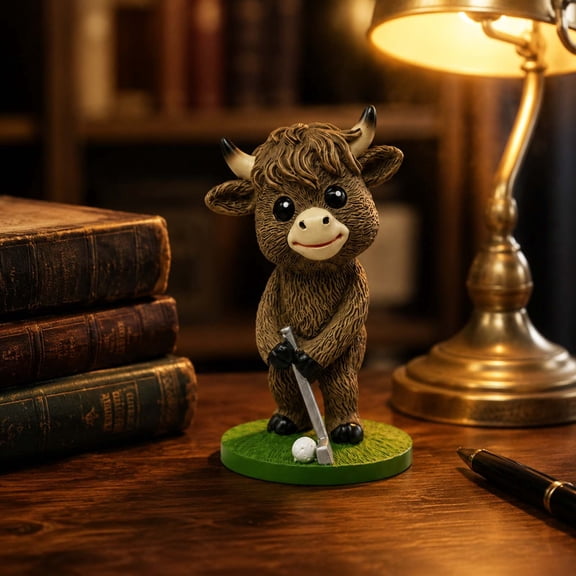 Cow Figurine Resin, Highland Cow Figurines Decor, Highland Cow Gnomes, for Book Shelf Desk Decor, Home Office Desk Decor Funny Cow Gifts