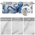 thumbnail image 3 of Kitchen Valances for Window, Navy Blue Octopus on Vintage Linen Light Filtering Rod Pocket Valance Curtain, Ocean Shell Coral Short Curtains Window Topper for Bedroom Bathroom Living Room 42x12in, 3 of 9