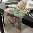 thumbnail image 3 of Summer Botanical Cotton Linen Table Runner 13 x 90 inch Rustic Tropical Plants Birds Non-slip Rectangular Dining Table Decor for Wedding Party Holiday Dinner, 3 of 8