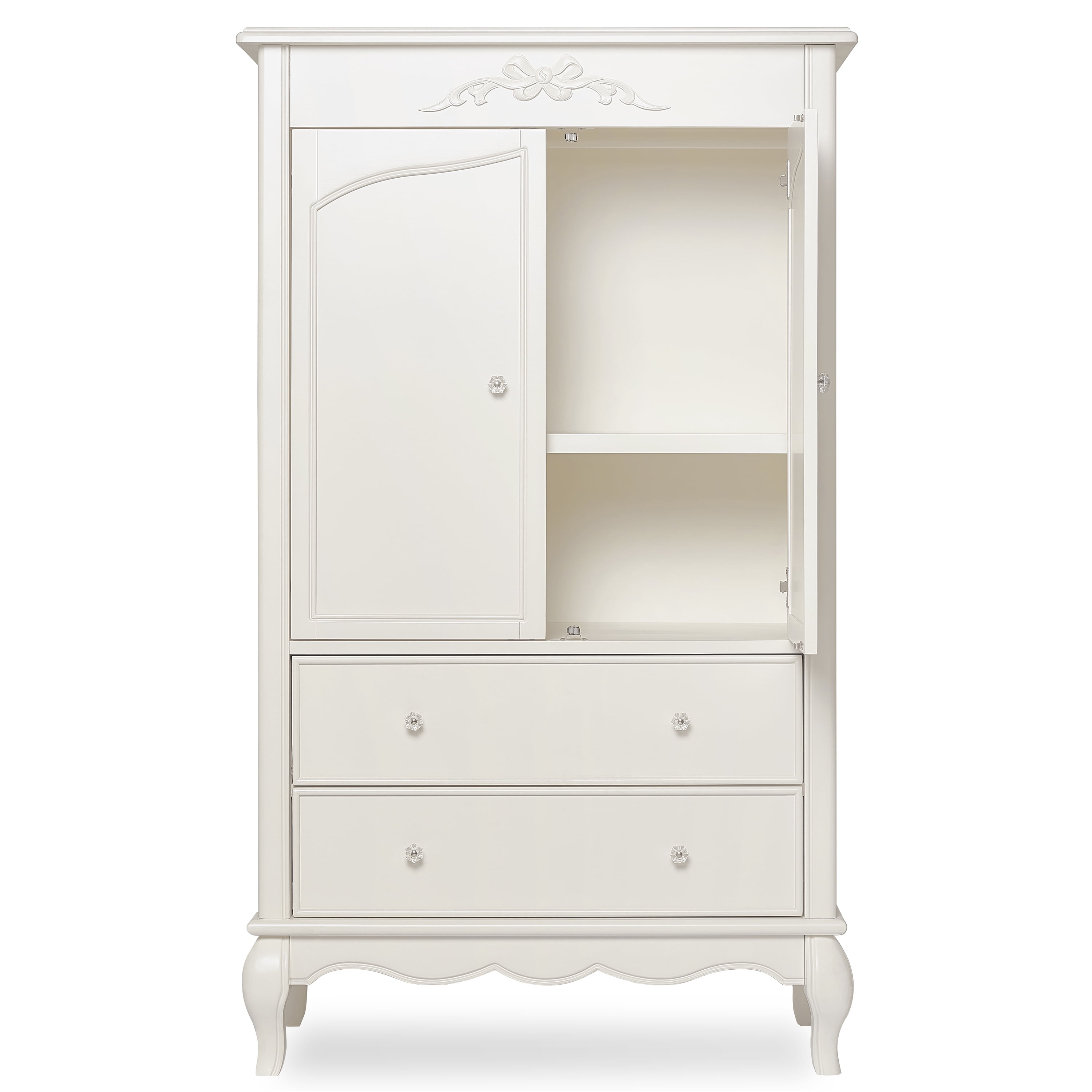 Evolur Armoire in Ivory Lace, Spacious Storage