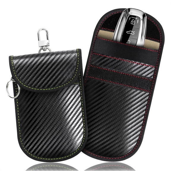 2 Pack Faraday Bag for Key Fob, Faraday Cage Protector, Car RFID Signal Blocking Key Fob Protector, Double-Layers of Shielding Carbon Fiber Material Anti-Theft Faraday Pouch