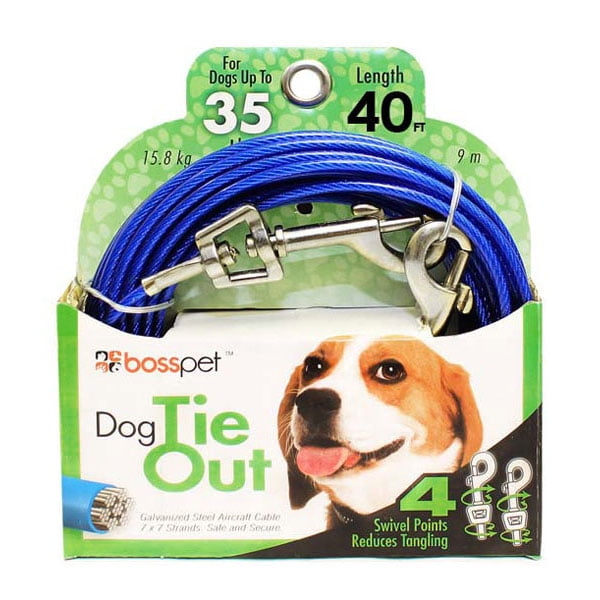 Medium Dog Tie Out Vinyl Coated Outdoor Cable Restraint Holds 35lbs